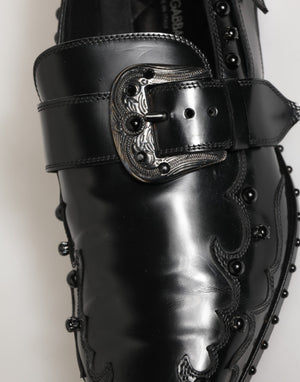 Schwarz verschönerte Kleid Monk Strap Schuhe