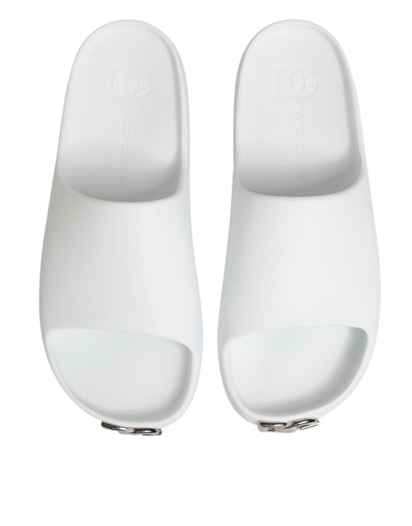 Weiße Logo-Rutschsandalen Männer Strandbekleidung Schuhe