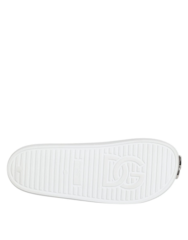 Weiße Logo-Rutschsandalen Männer Strandbekleidung Schuhe