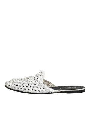 Weiße gewebte Pantoletten MULES Herren Sandalen Schuhe