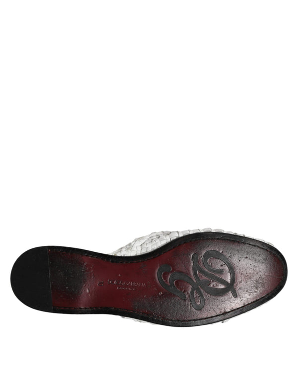 Weiße gewebte Pantoletten MULES Herren Sandalen Schuhe