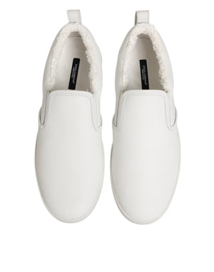 Weiß Leder Low Top Slip On Turnschuhe Schuhe