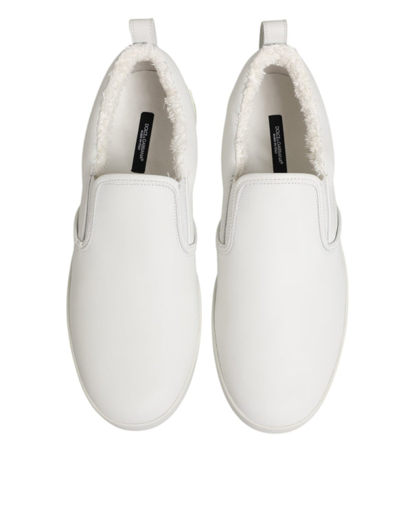Weiß Leder Low Top Slip On Turnschuhe Schuhe