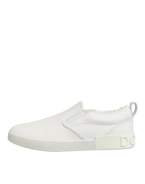 Weiß Leder Low Top Slip On Turnschuhe Schuhe