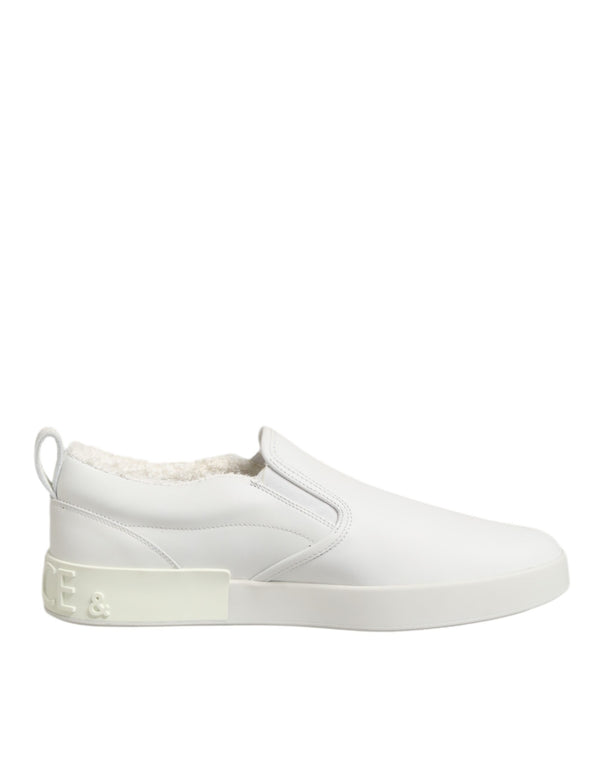 Weiß Leder Low Top Slip On Turnschuhe Schuhe