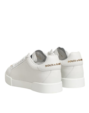 Weiß DG Leder Low Top Sneakers Schuhe