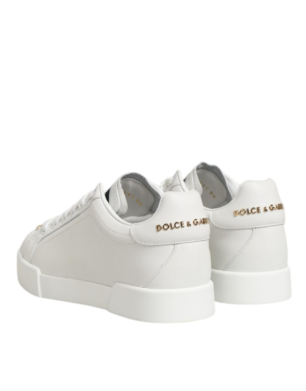Weiß DG Leder Low Top Sneakers Schuhe