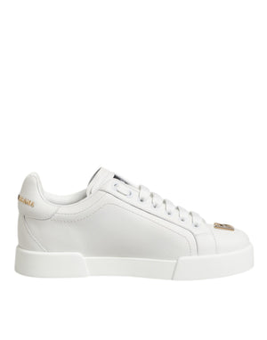 Weiß DG Leder Low Top Sneakers Schuhe