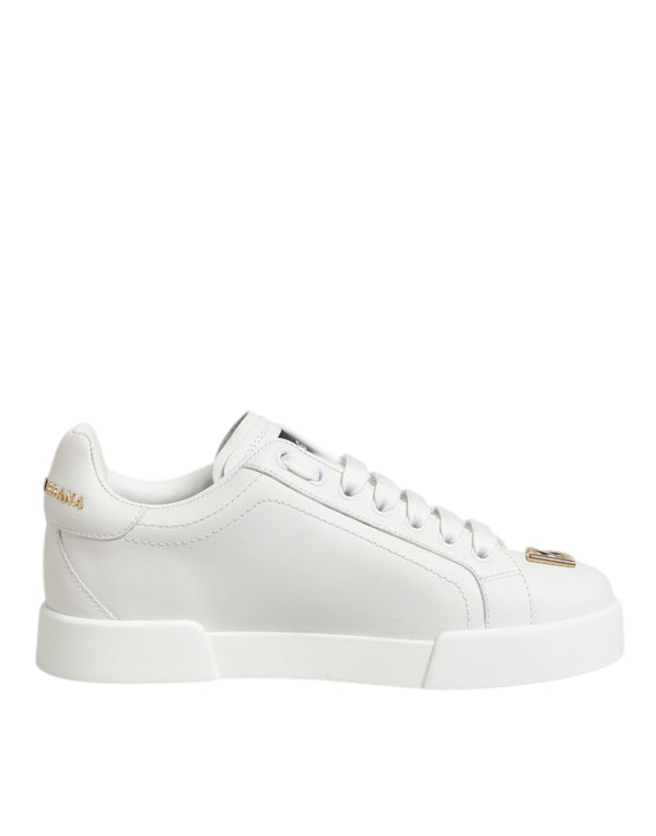 Weiß DG Leder Low Top Sneakers Schuhe