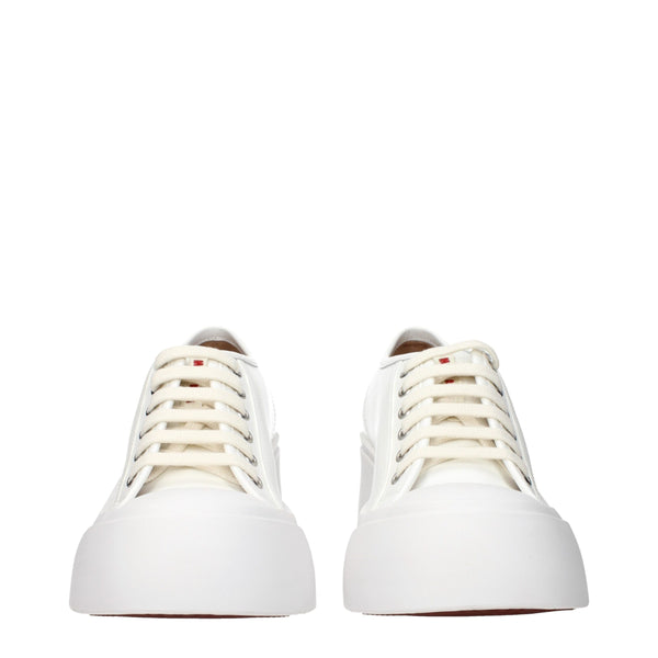 Weiße Leder Plateau Turnschuhe