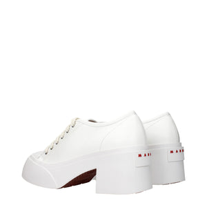 Weiße Leder Plateau Turnschuhe