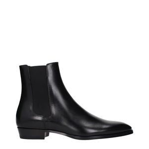 Schwarze Lederstiefeletten