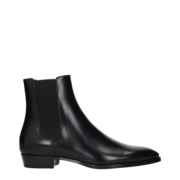 Schwarze Lederstiefeletten