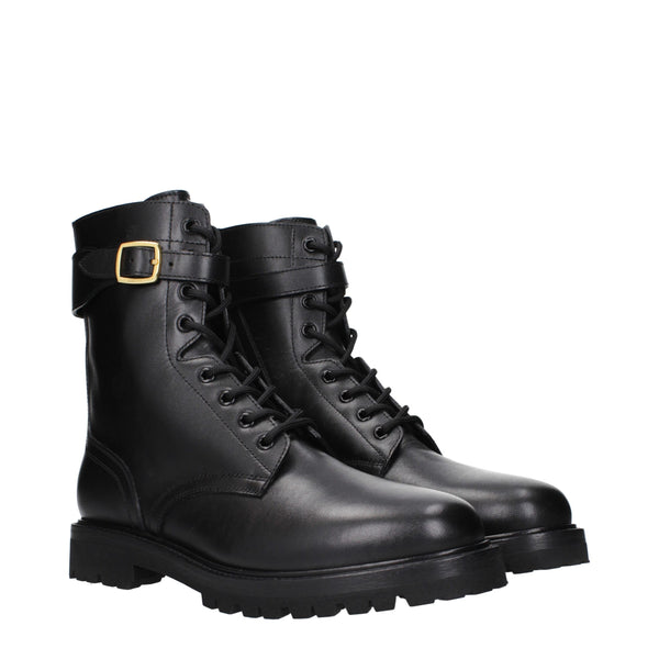 Schwarze Lederstiefeletten