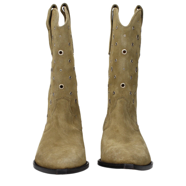 Beige Lederstiefeletten