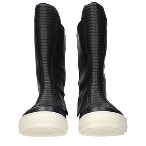 Schwarze Lederstiefeletten