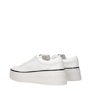 Weiße Leder Plateau Turnschuhe