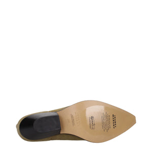Beige Lederstiefeletten