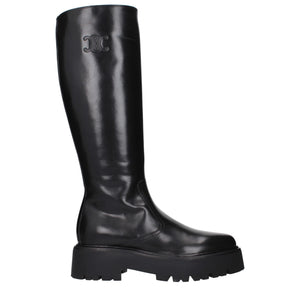 Schwarze Lederstiefeletten