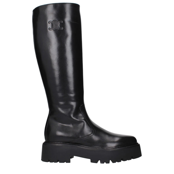 Schwarze Lederstiefeletten