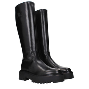 Schwarze Lederstiefeletten