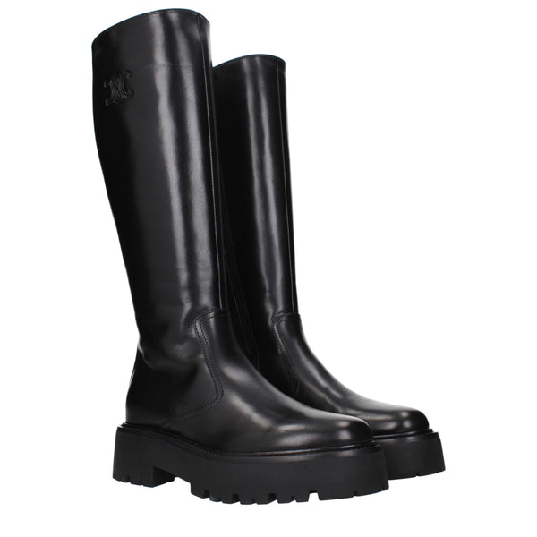 Schwarze Lederstiefeletten