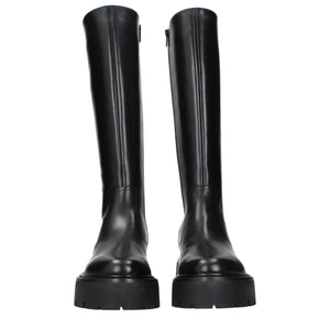 Schwarze Lederstiefeletten