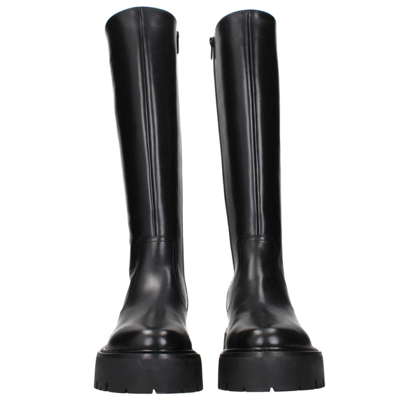 Schwarze Lederstiefeletten