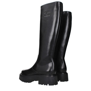 Schwarze Lederstiefeletten