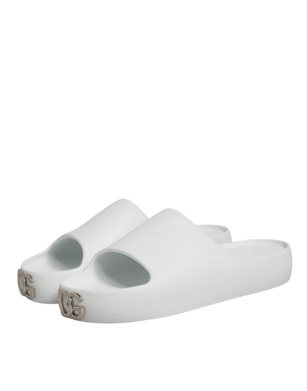 Weiße Logo-Rutschsandalen Männer Strandbekleidung Schuhe