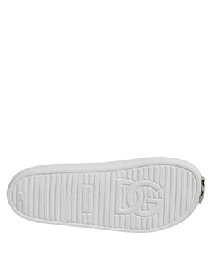Weiße Logo-Rutschsandalen Männer Strandbekleidung Schuhe