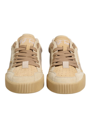 Beige Leder Miami Low Top Sneakers Männer Schuhe