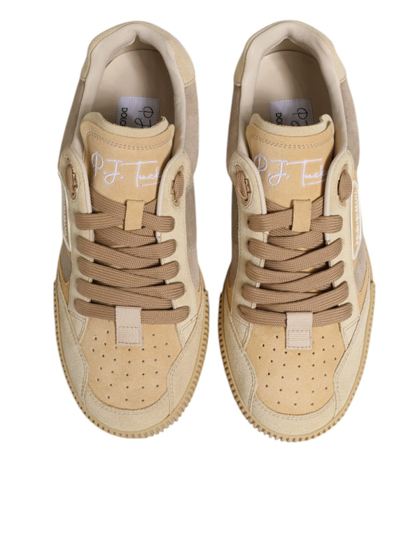 Beige Leder Miami Low Top Sneakers Männer Schuhe