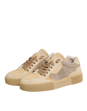 Beige Leder Miami Low Top Sneakers Männer Schuhe