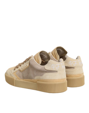 Beige Leder Miami Low Top Sneakers Männer Schuhe