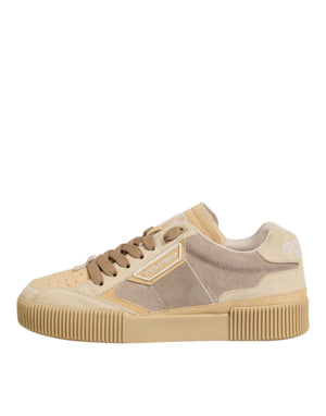 Beige Leder Miami Low Top Sneakers Männer Schuhe
