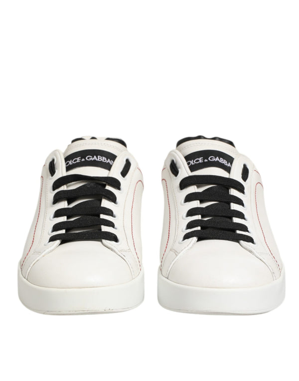 Weiß Schwarz Leder Low Top Sneaker Schuhe