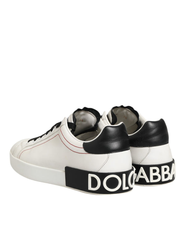 Weiß Schwarz Leder Low Top Sneaker Schuhe