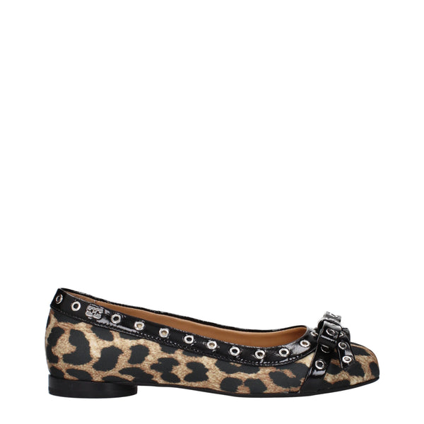 Braune Stoff-Ballett-Flats