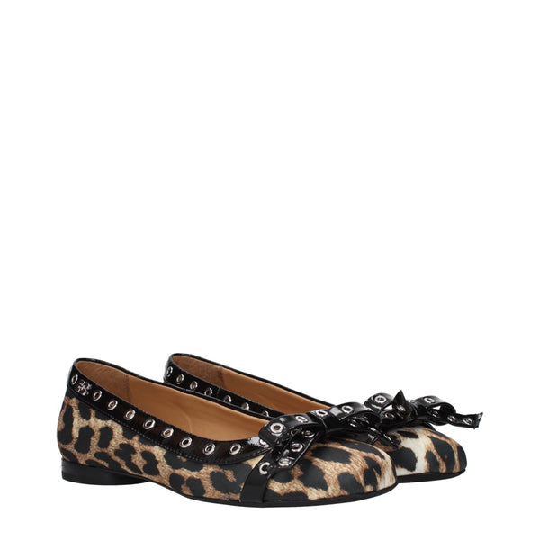 Braune Stoff-Ballett-Flats