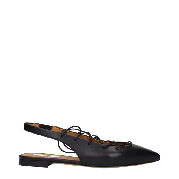Schwarze Lederflats