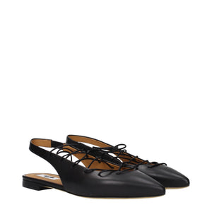 Schwarze Lederflats