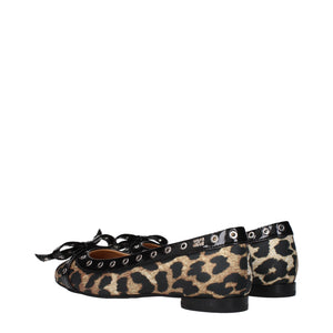 Braune Stoff-Ballett-Flats