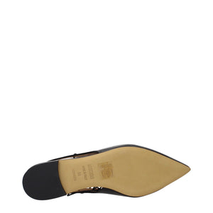 Schwarze Lederflats