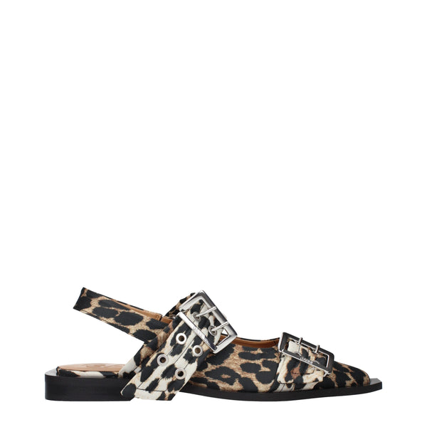 Braune Stoff-Flachsandalen