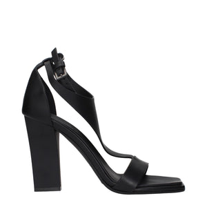 Schwarze Leder-Stilettosandalen