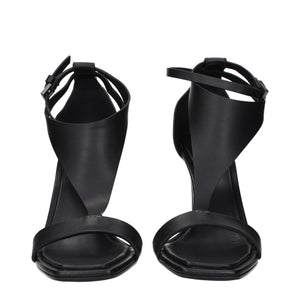 Schwarze Leder-Stilettosandalen