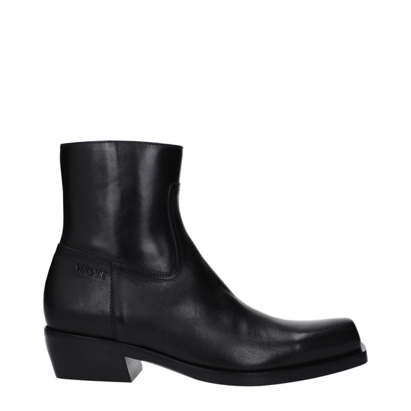 Schwarze Lederstiefeletten