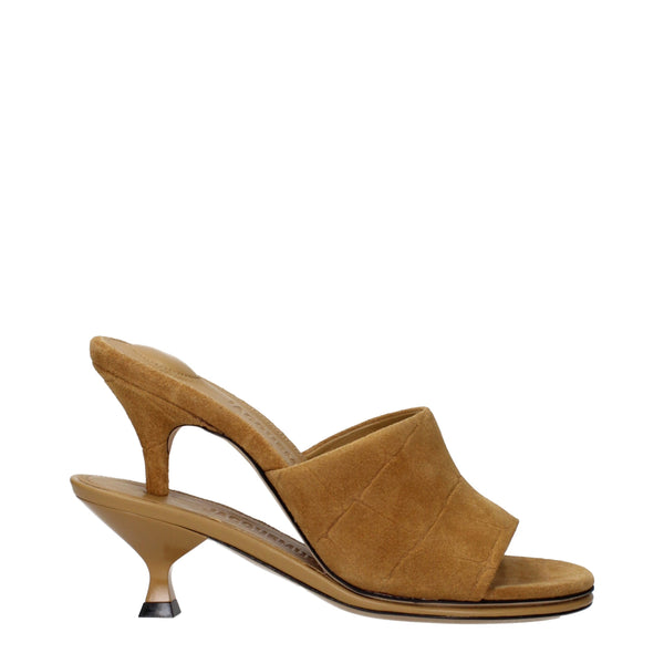 Braune Leder-Stilettosandalen