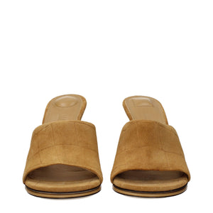 Braune Leder-Stilettosandalen